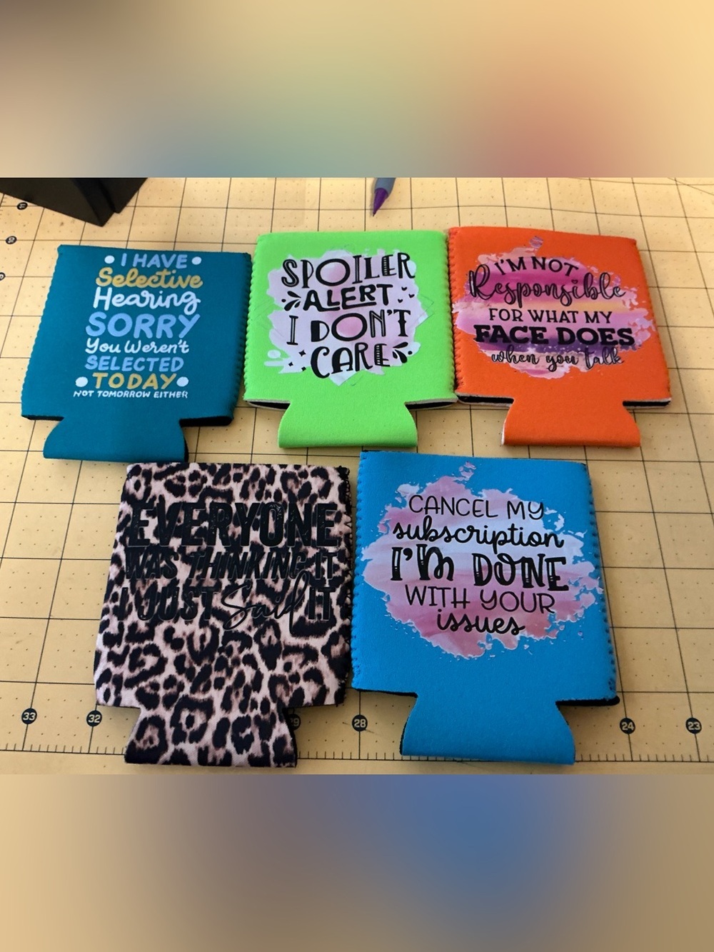 Hot off the press! Set of 6 Graphic Can Cooler Koozies